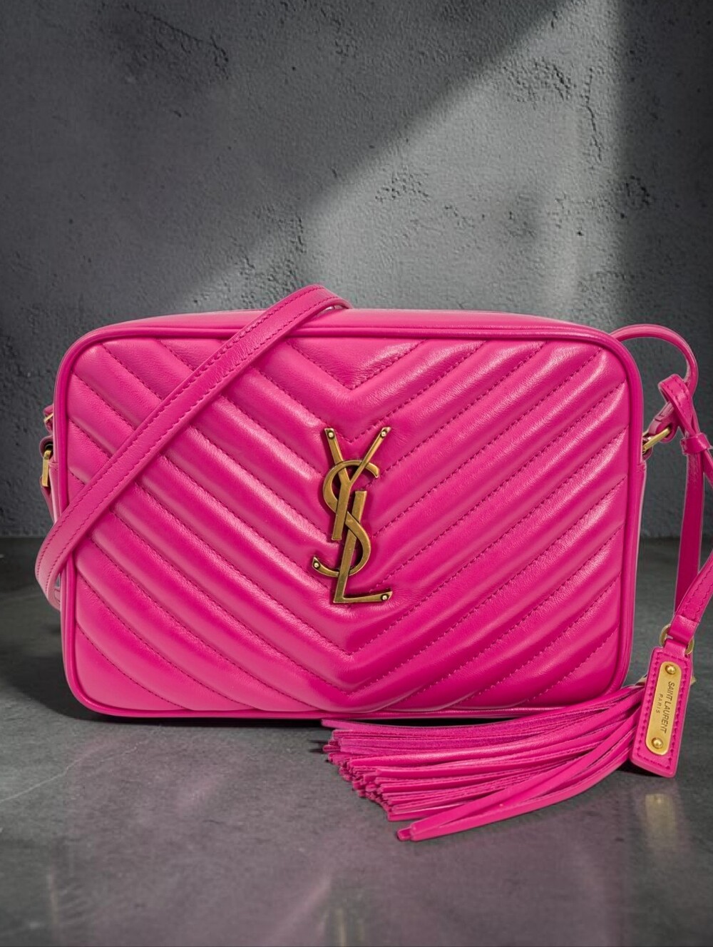 Saint Laurent Hot Pink Quilted Leather Crossbody Camera Bag with Tassel - Picture 16 of 16
